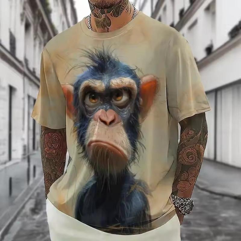 Vară Hip Hop Maimuță Amuzantă Bărbați Mânecă Scurtă Tricou Imprimeu 3d Lejer Casual Drăguț Animal Modă Guler O Îmbrăcăminte Alternativă