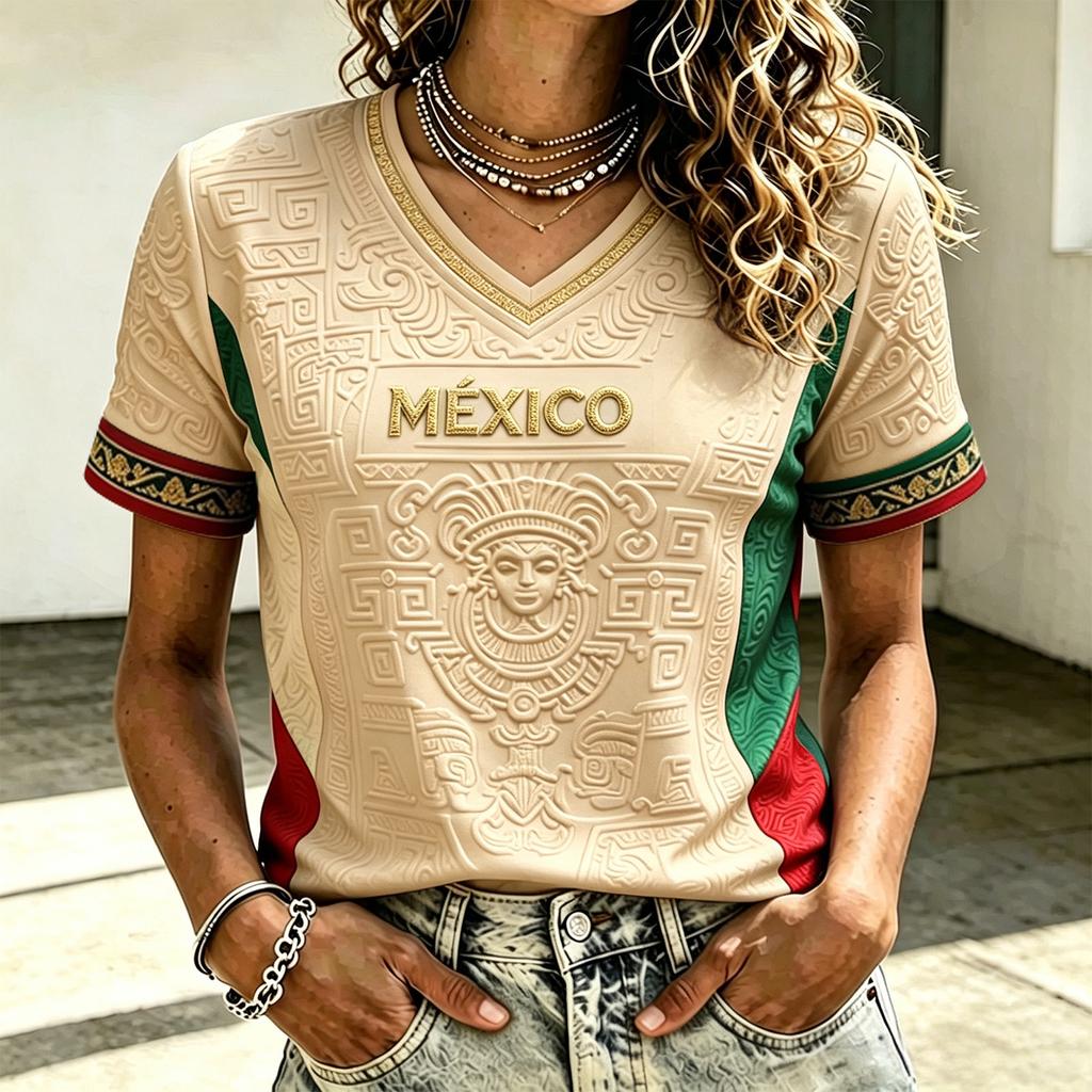 Women's Fashion Casual V-Neck Soccer Top for Everyday Wear