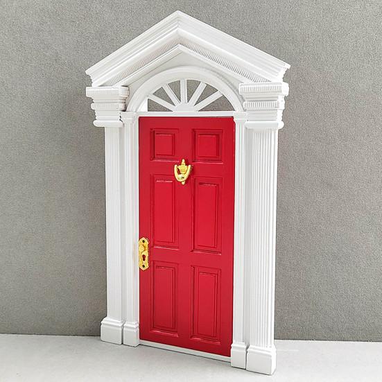 Puppenhaus Tür Niedlich Dekorativ 6 Felder 1/12 Miniatur Holz Feentür Zubehör Szene Requisite