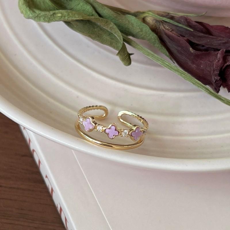 High-end Geometric Copper Ring With Sparkling Pink Diamond And Unique Butterfly Design For Women