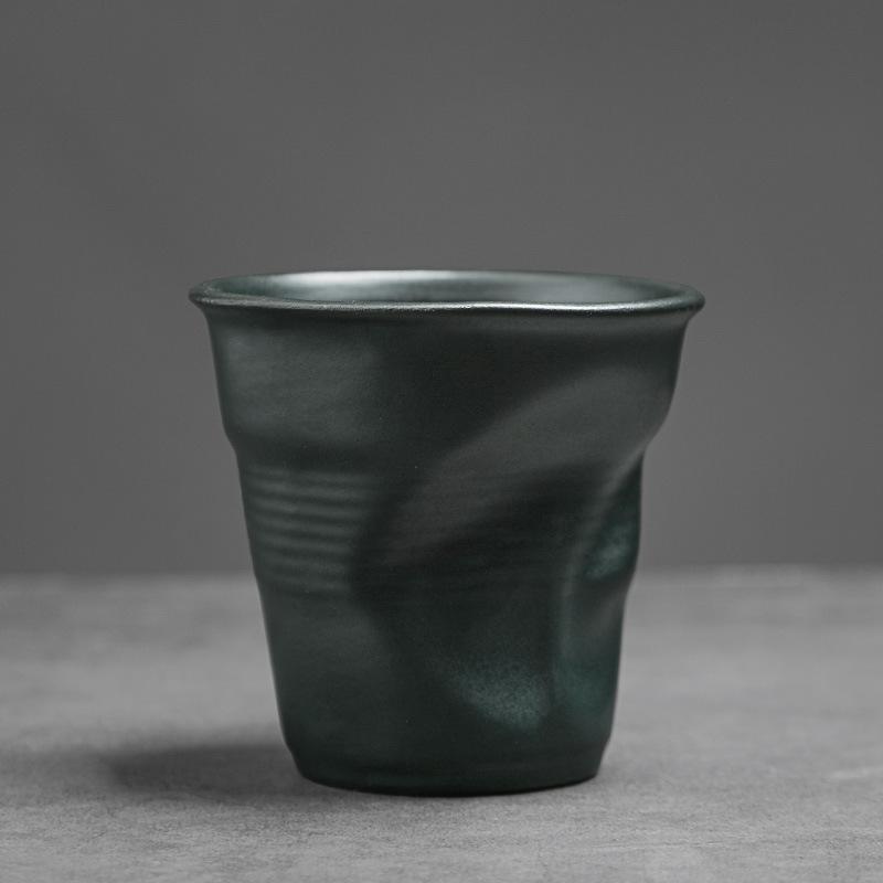 Creative Coarse Ceramic Coffee Cups Retro Irregular Folded Ceramic Mug 3oz 90ml 81-100ml