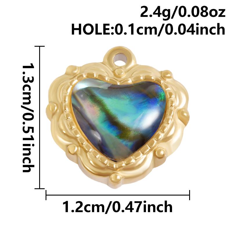 High Quality 304 Stainless Steel Sun Heart Abalone Shell Pendant For Jewelry Making Supplies Enamel Charm Golden DIY Accessories