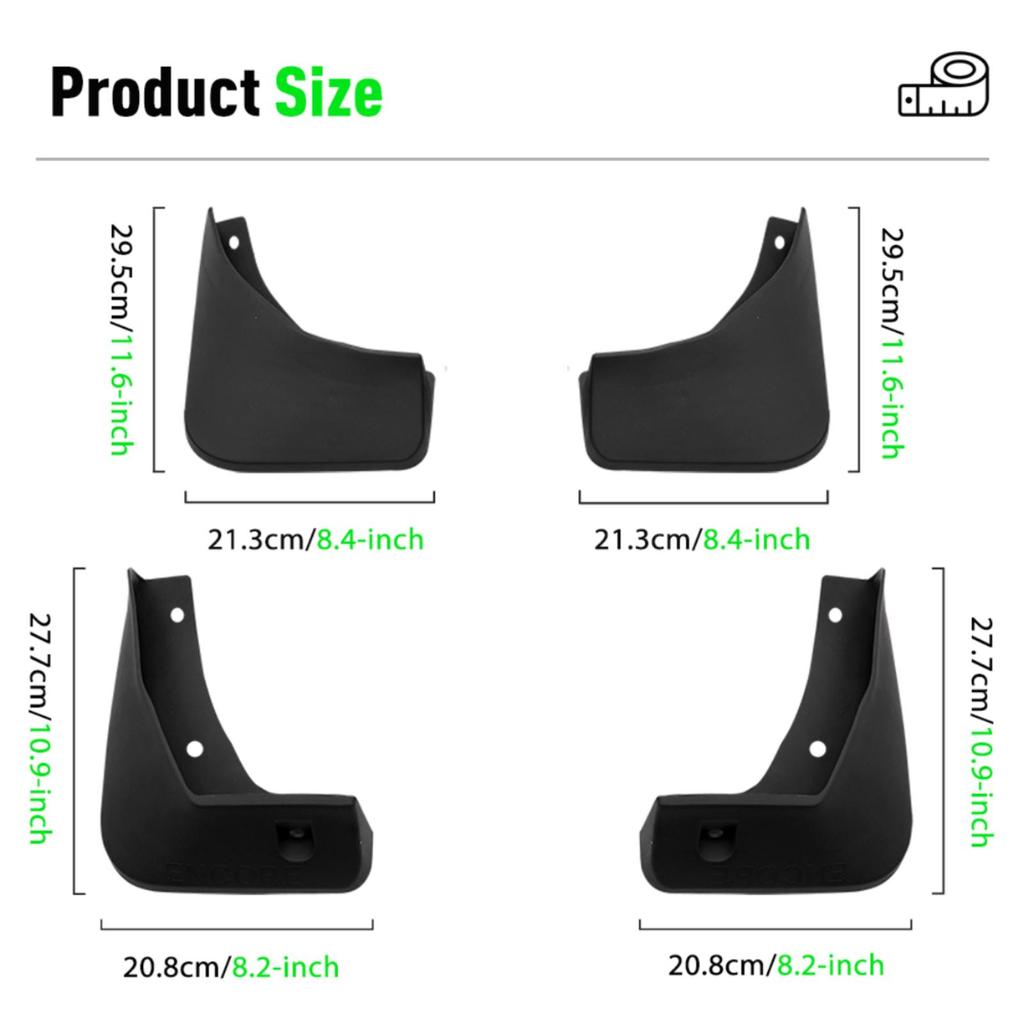 4KS Autoklapy Lapače nečistot Blatníky Autoklapy Kompatibilní s Buick Encore 2013 2014 2015 2016 2017 2018