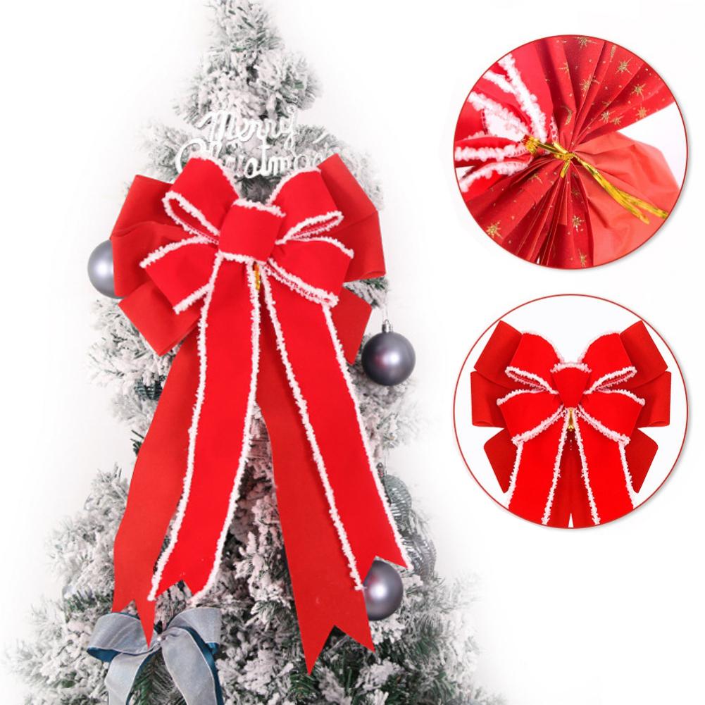 Christmas Decoration Bow Red Bow Christmas Tree Decoration Linen Ribbon Christmas Tree Decoration Bow