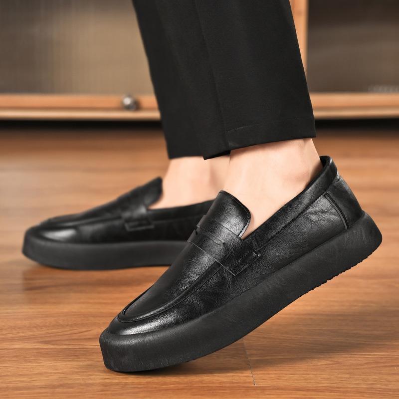Autumn New Young Men's Doudou Shoes Casual Men's Shoes Fashion Trend Black Leather Shoes