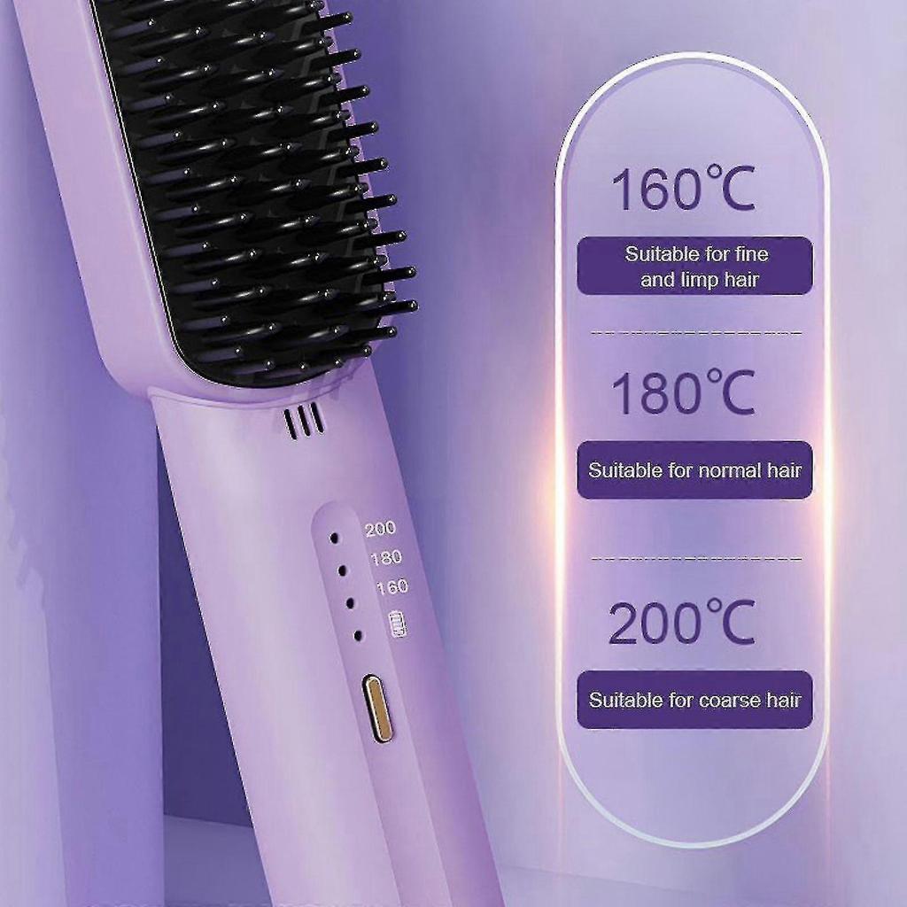 Portable Hair Straightener Brush Cordless Hair Straightener Brush Rechargeable Hair Straightening Brush
