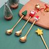 4pcs Christmas Coffee Spoon, Doll Cute Coffee Spoon Set, Stainless Steel Mixing Christmas Spoon, For Restaurant Christmas Party