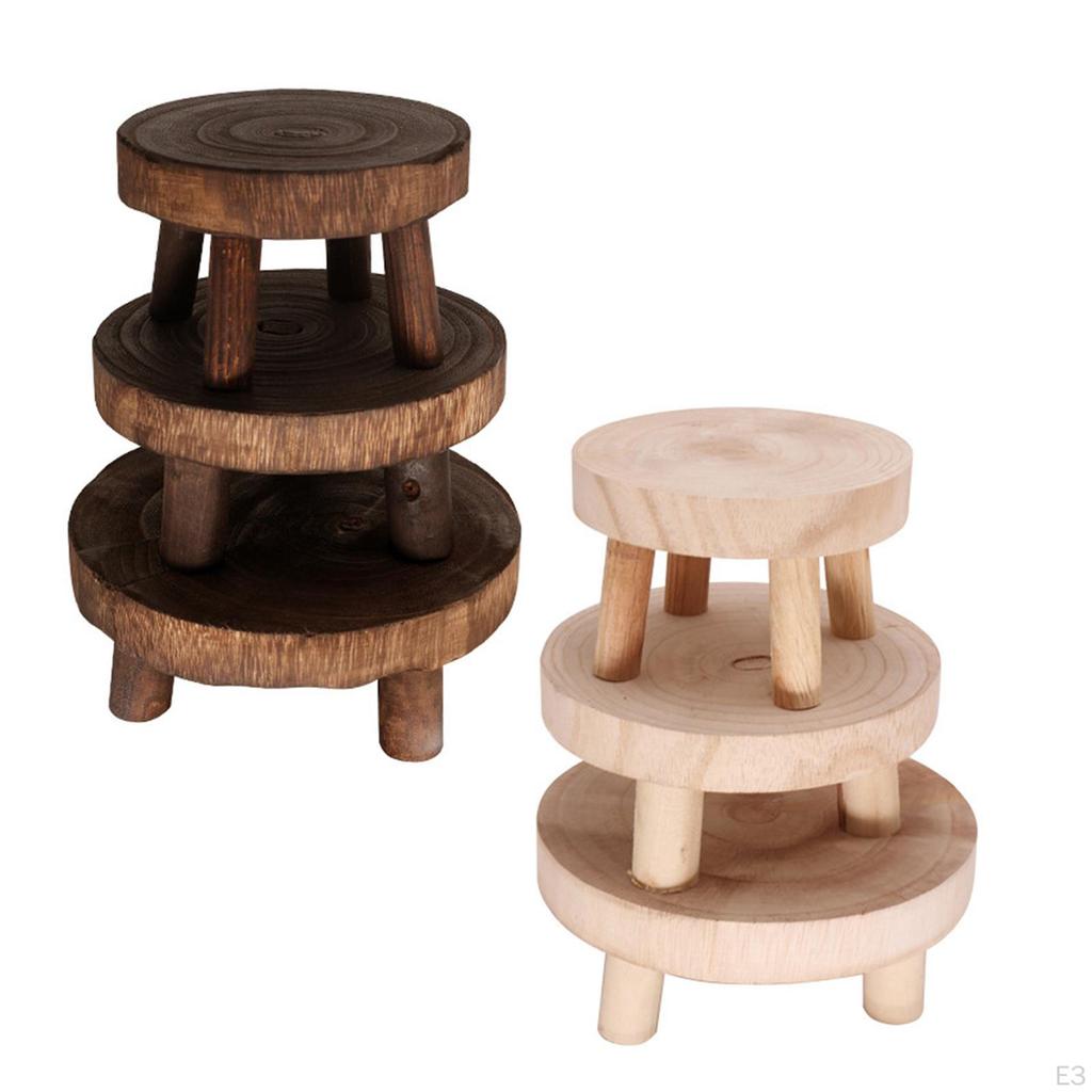 Wood, Mini Flowerpot Stand , Wood Stool Round Flower Pot Holder Garden Supplies Decor for