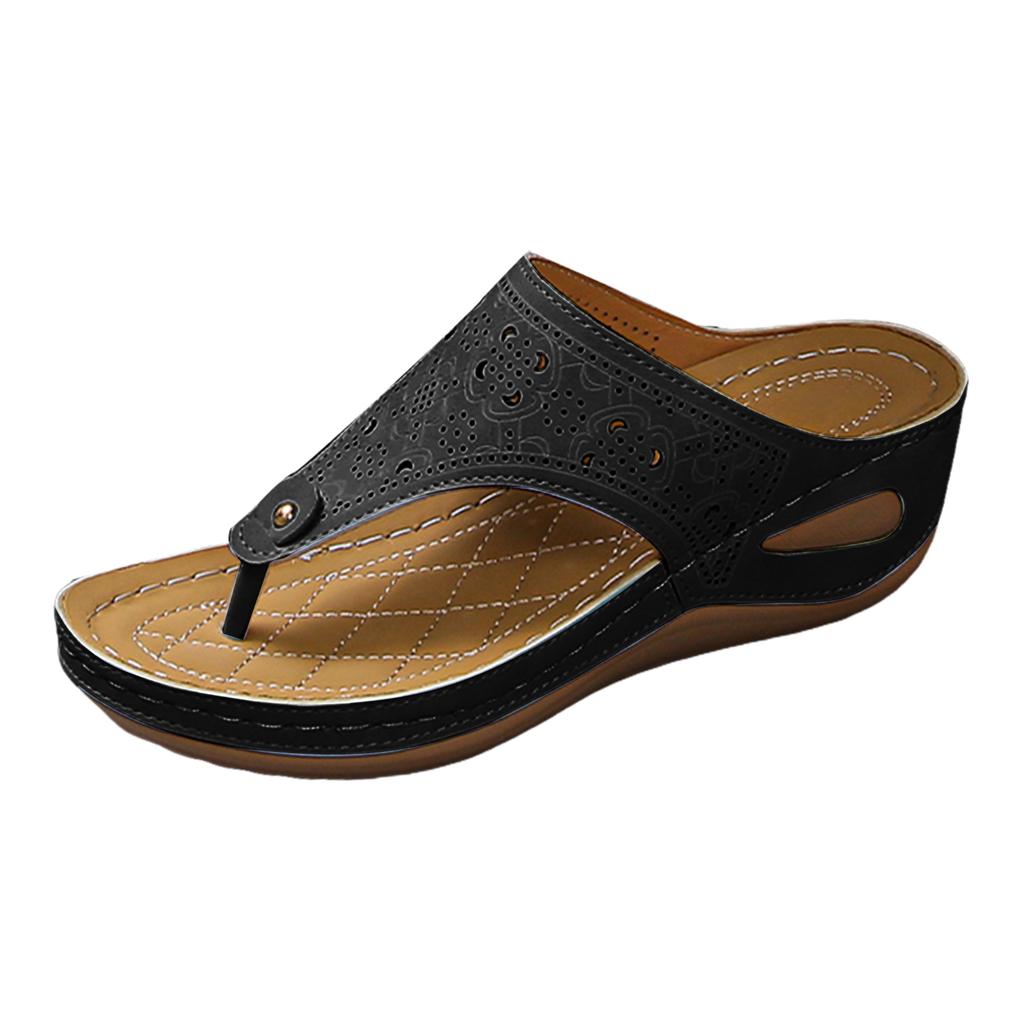 Women'S Retro Openwork Thong Sandals Comfortable And Casual Wedge Yoga Toe Sandals For Women Clear Studded Sandals For Women