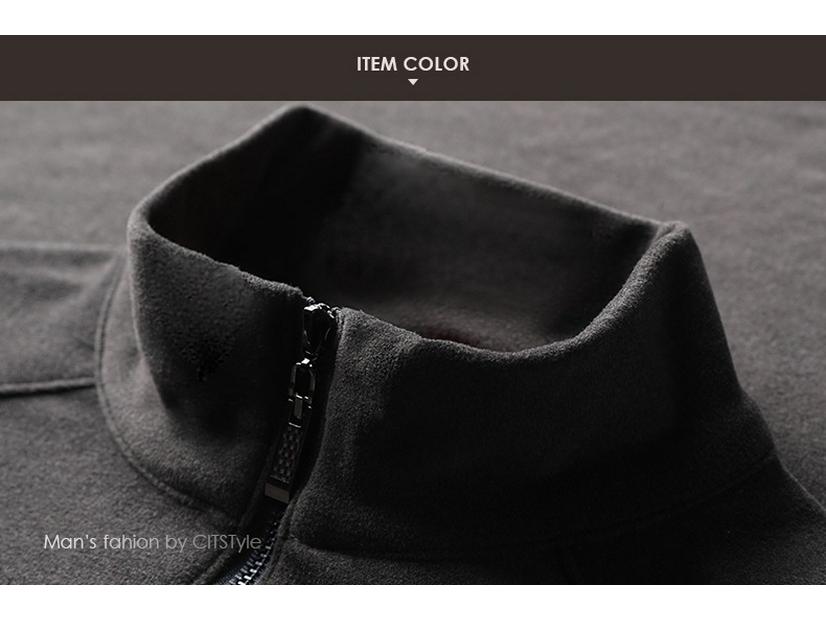 Men's Double-Sided Fleece Half-Zip Stand Collar Sweatshirt - 2025 Autumn/Winter Trend