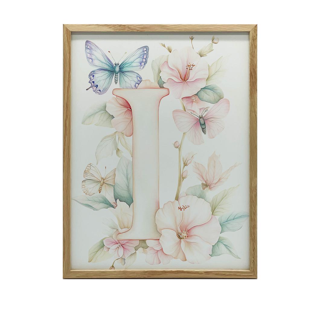 Poster "I" With Hibiscus Flowers Poster "I" With Hibiscus Flowers, 50X70 Cm, Without Frame, Premium Canvas On Stretcher