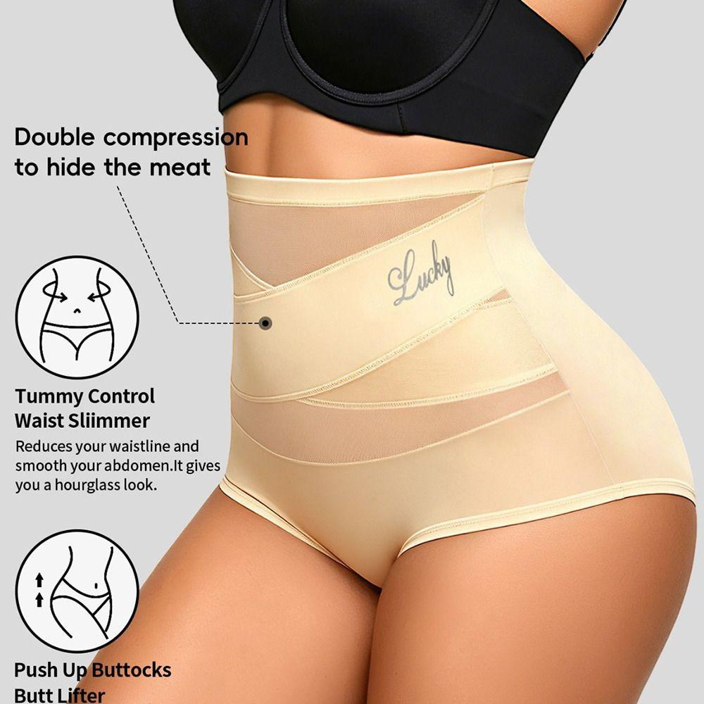 Lift Hip and Tummy Shapewear Briefs Mesh Panel High Waisted Underwear Daily Outfits
