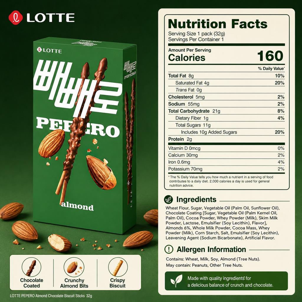 Lotte Pepero Mandel Schoko Keksstäbchen 32g