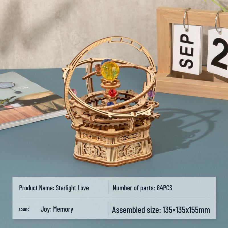 Rotating Wooden Carousel Music Box - DIY Handmade Gift