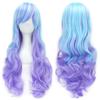 Soowee Synthetic Hair Ombre Rainbow Cosplay Wig with Bangs Red Yellow Purple Green Blue Wigs for Black Women
