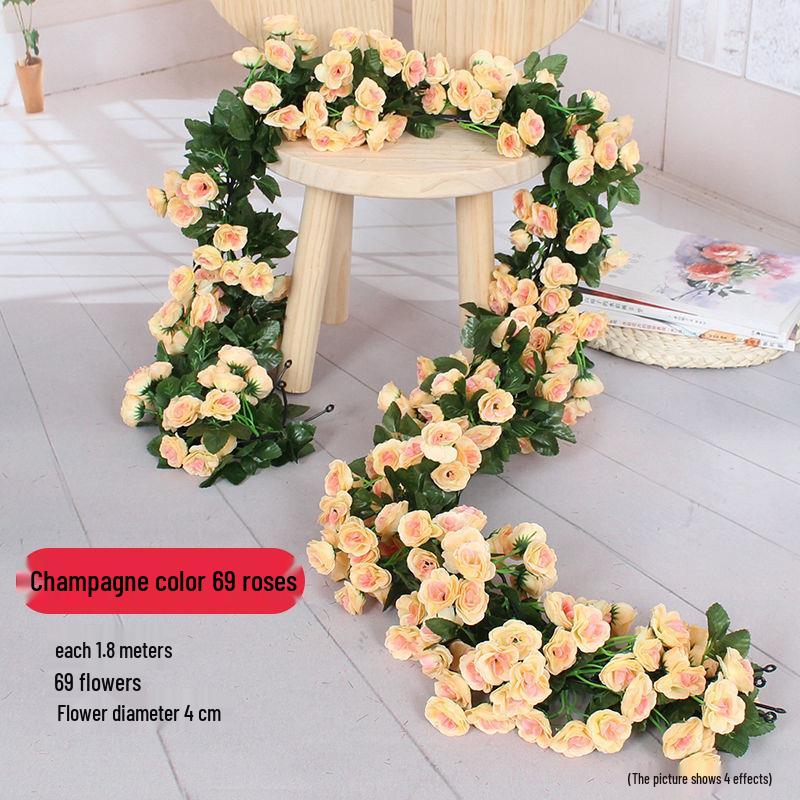 Artificial Rose Flower Vine for Balcony, Staircase, and Railings Decoration