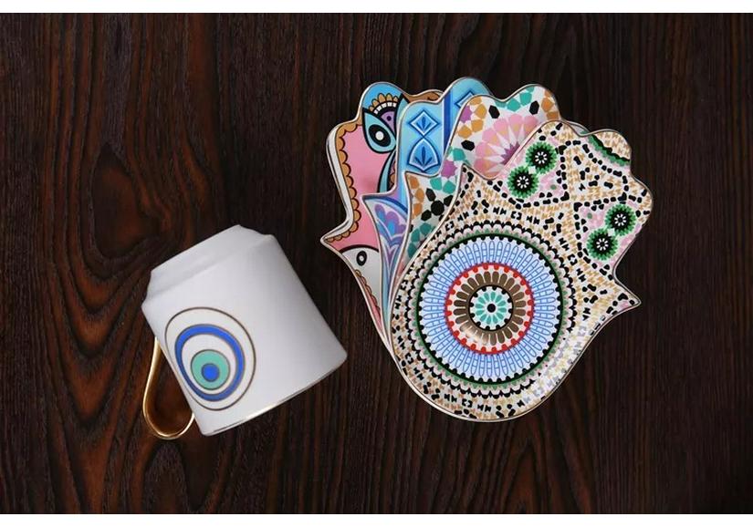 Nordisches Keramik-Set für Türkischen Kaffee & Tee mit Untertassen