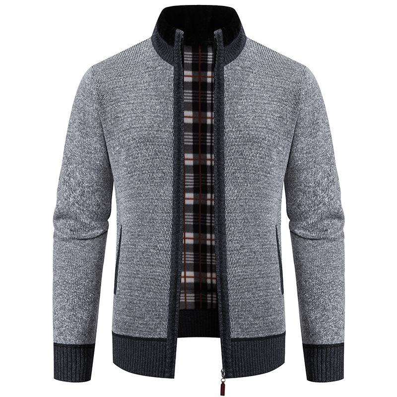 

Men s European Size Autumn/Winter Long-Sleeved Knit Cardigan Zipper Sweater - Middle-Aged, Loose, Korean Style, Thick Coat Large