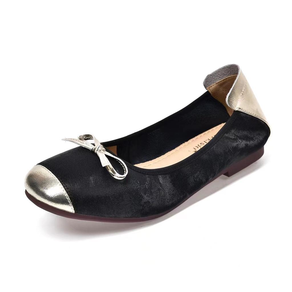 Flat shoes women's bow color matching light mouth small single shoes soft sole soft surface ballet shoes