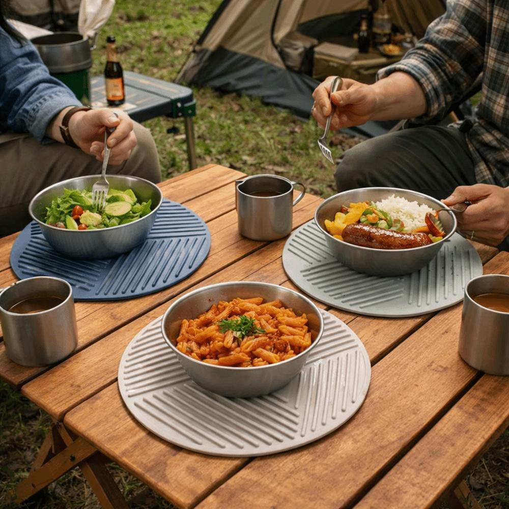 3PCS Practical Food-grade Silicone Pot Lid Anti-slip Multipurpose Hot Insulation Pads Soft Coasters Dining Table