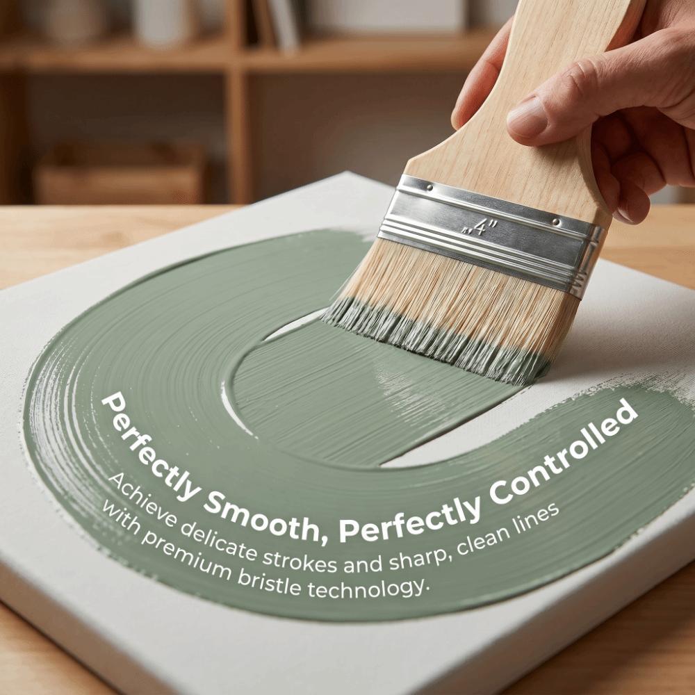 3/4Pcs 2/3/4/5in Paint Brush Set Wooden Handle Wide Flat Paint Brush  for Furniture