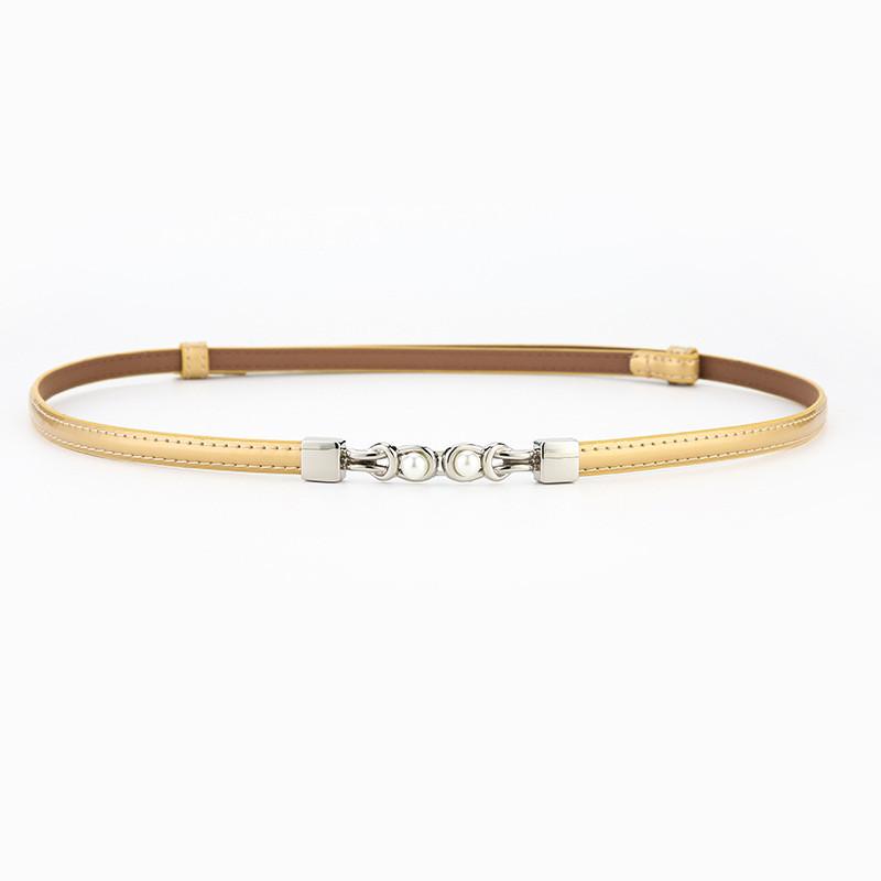 Genuine Leather Womens Adjustable Pearl Pullthrough Waist Belt For Elegant Dress And Suit Outfit