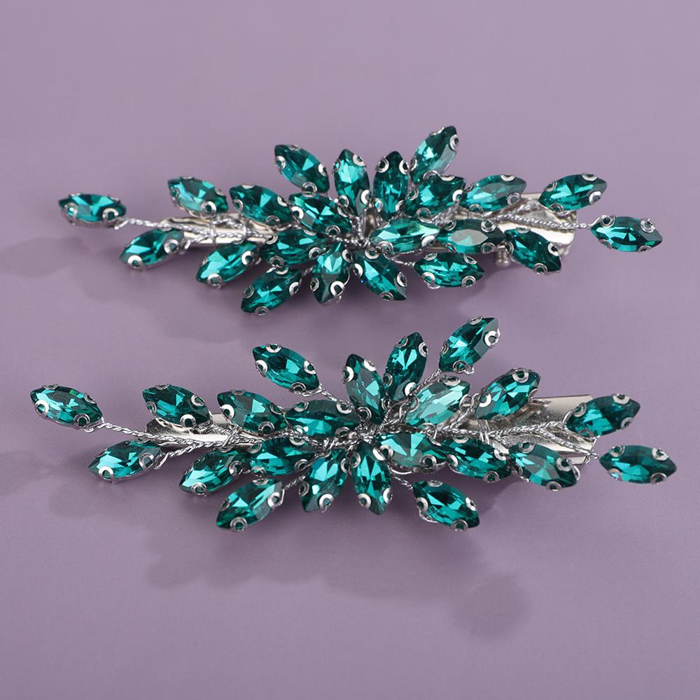 2 Stück Strass Haarspange für Hochzeit Braut Kopfschmuck Silber Schwarz Braut Haaraccessoires Grün Rot Tiara Blau Lila Ornamente