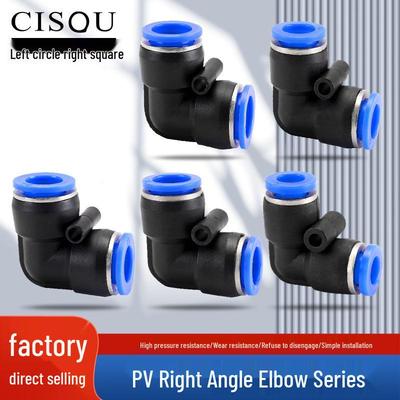 Conector Pneumático de Ângulo Reto de Engate Rápido para Tubos de Ar de 4/6/8/10/12MM