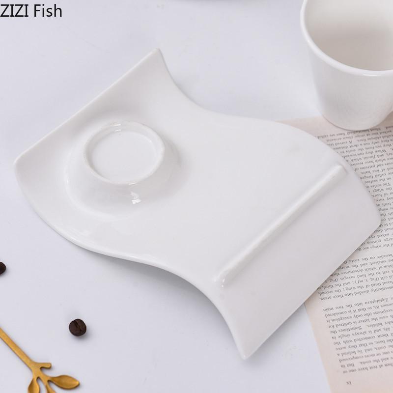 Creative Wave Coffee Cup Saucer Set Couple Afternoon Tea Milk Cup and Snack Plate Home Kitchen Ceramic Mug White Drinkware
