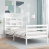 VidaXL Bed Frame with Headboard White Simple Solid Wood 3194407