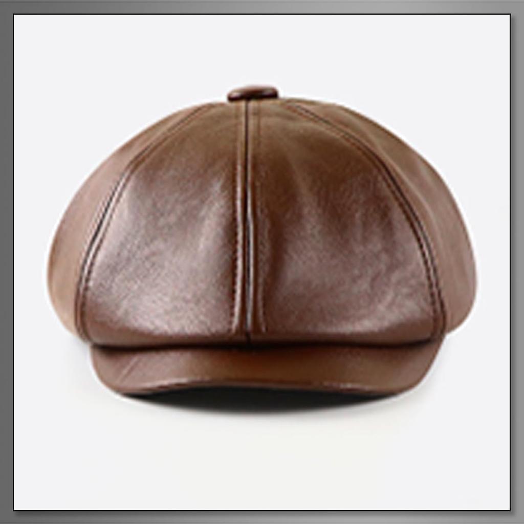 Buzz Selection Leather and PU Leather Newsboy and Cool for Men and CAQ287 Hat, Stylish, Simple, Women, (Black)