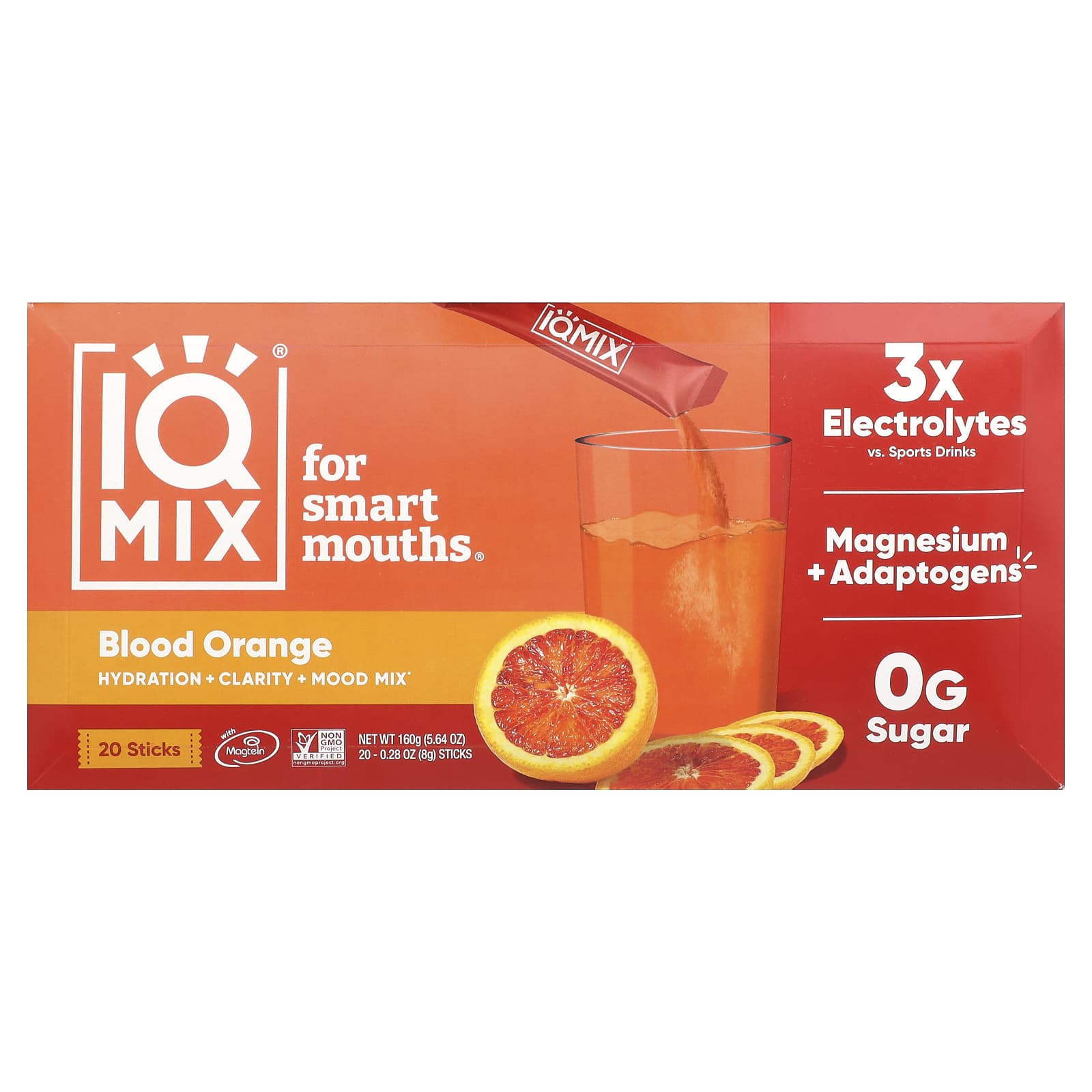 

IQBAR, IQMIX®, Hydration + Purification + Mood Mix, Blood Orange, 20 Sticks, 8g (0.28oz) Each