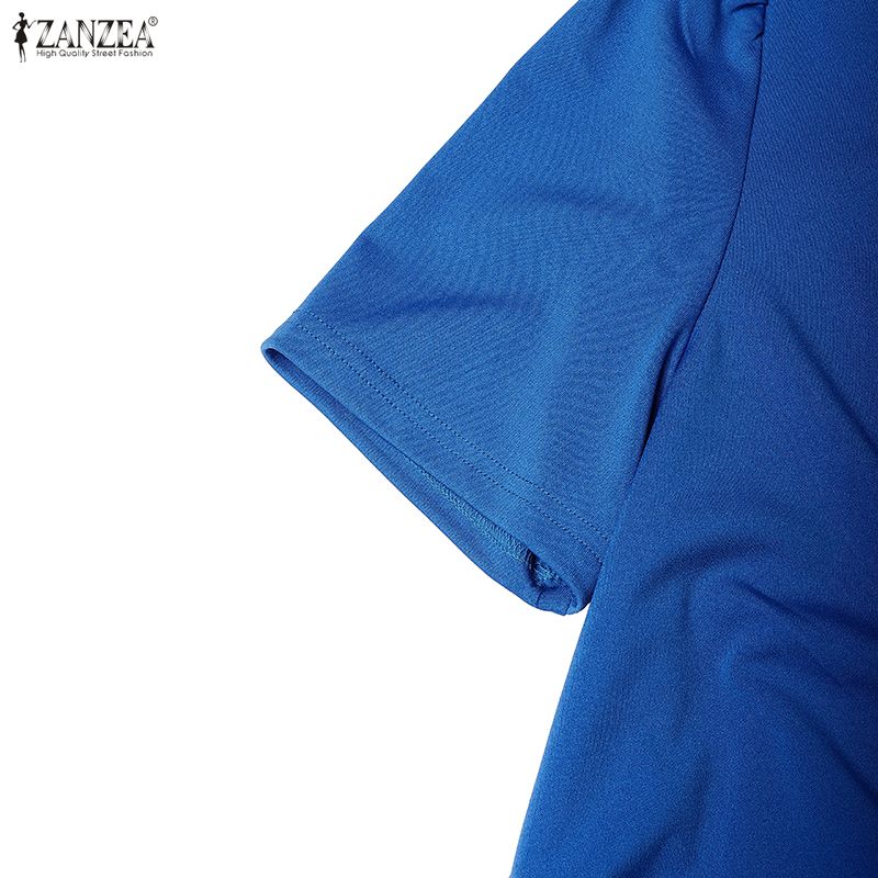 ZANZEA Abito da donna elegante a tubino casual con scollo rotondo e maniche corte