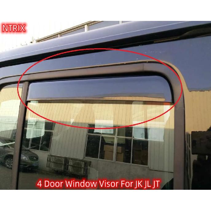 4 Pièces 4 Portes Déflecteurs de Vent de Fenêtre Abris Pluie Pare-Soleil Auvent ABS Garde-Boue Évent Ombrage Pour Jeep Wrangler JK JL JT L2019 NTRIX