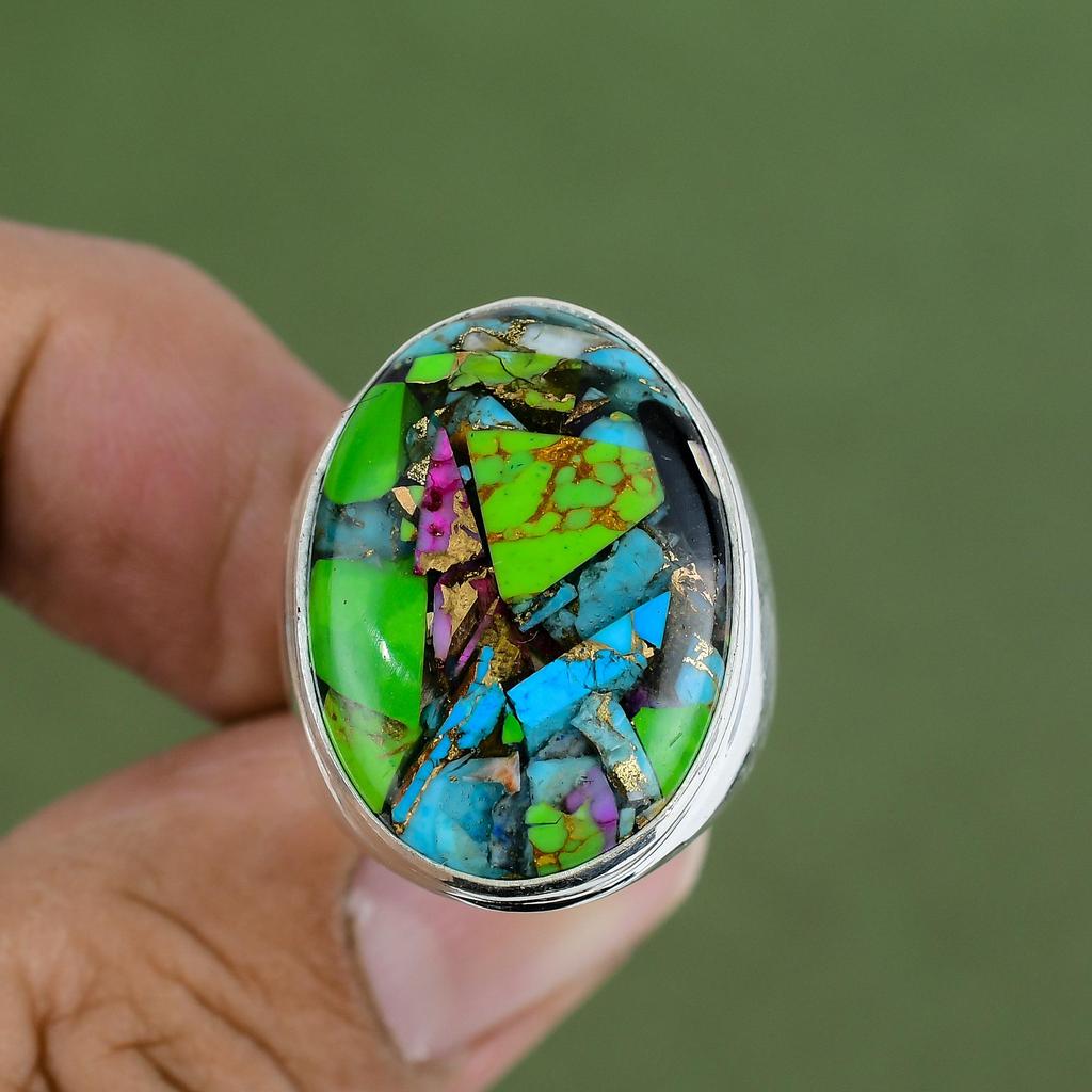 Fiesta Kingman Turquoise Ring 925 Sterling Silver Ring Handmade Original Gemstone Jewelry Multi Copper Turquoise Ring Available In Ring Size