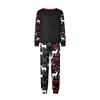 Christmas Print Parent-Child Matching Pajama Set with Neck, Long Sleeves and Pants
