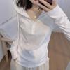 Women's Velvet Hooded Long-Sleeve Slimming T-Shirt for Spring/Autumn - Flaw-Hiding Plus Size Base Layer