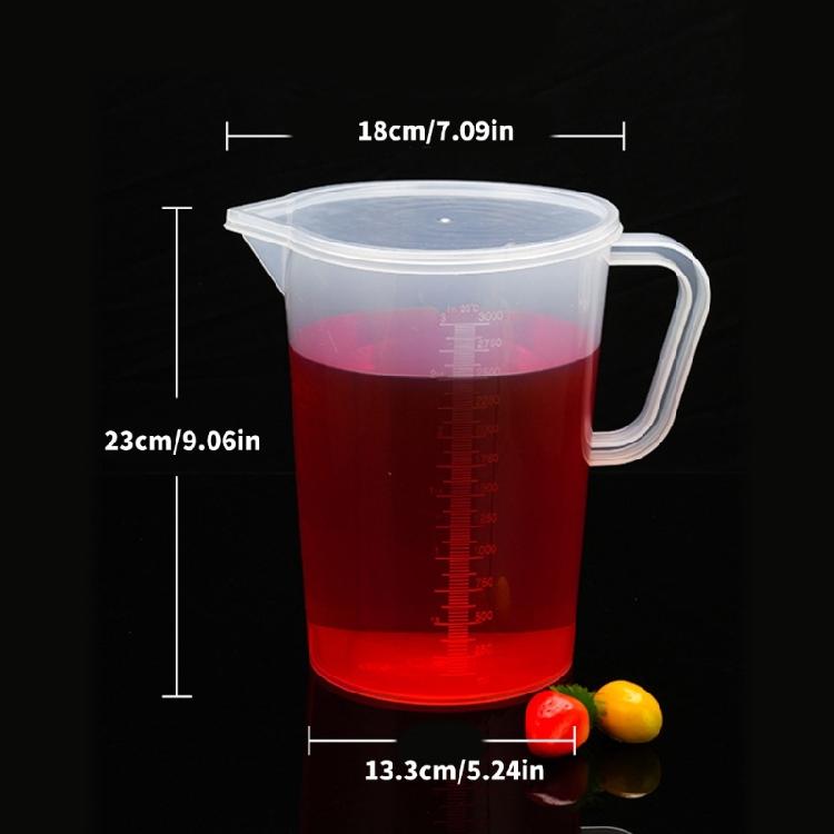 Multipurpose 3 Liter Plastic Measuring Container Durable 3000ml Measuring Pitchers for Kitchen and Laboratory