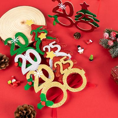 New Year 2025 Glasses Frame Photobooth Props Merry Christmas Ornaments Xmas Navidad Gifts Happy New Year Eve Party Decorations