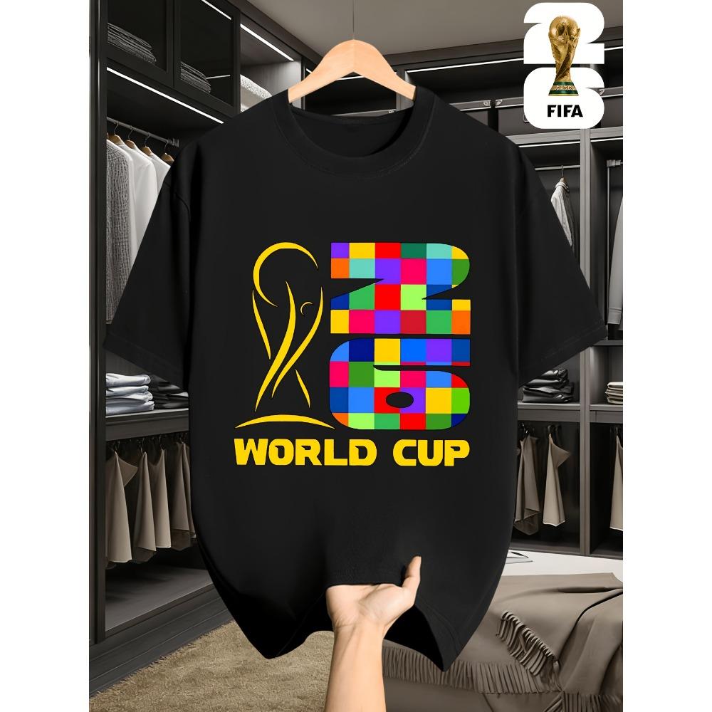 Men'S Short-Sleeve T-Shirt Featuring a Fun FIFA Football Design for The 2026 Usa-Canada-Mexico World Cup, Perfect for Street Style.