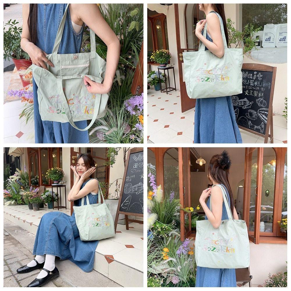 

Print Tote Bag Embroidery Canvas Bag Large Capacity Handbag