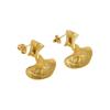 Elegant European Retro 18K Gold Fan-Shaped Ginkgo Leaf Earrings for Women