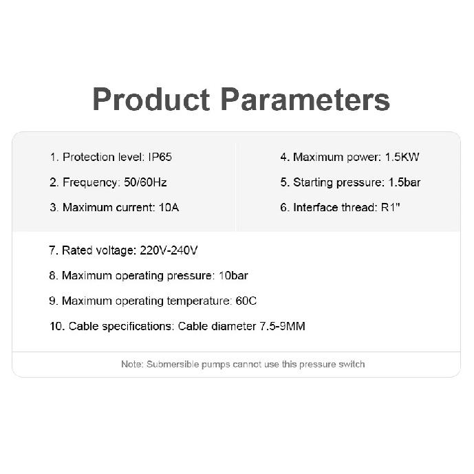 Automatic Pump Controller with Pressure Gauge Adjustable Pressure Full Auto On-Off Stable Performance for Water Pump System