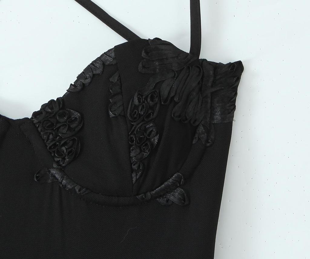 Spring 2026 European & American Women's Floral Open-Back Strappy Fishtail Maxi Dress