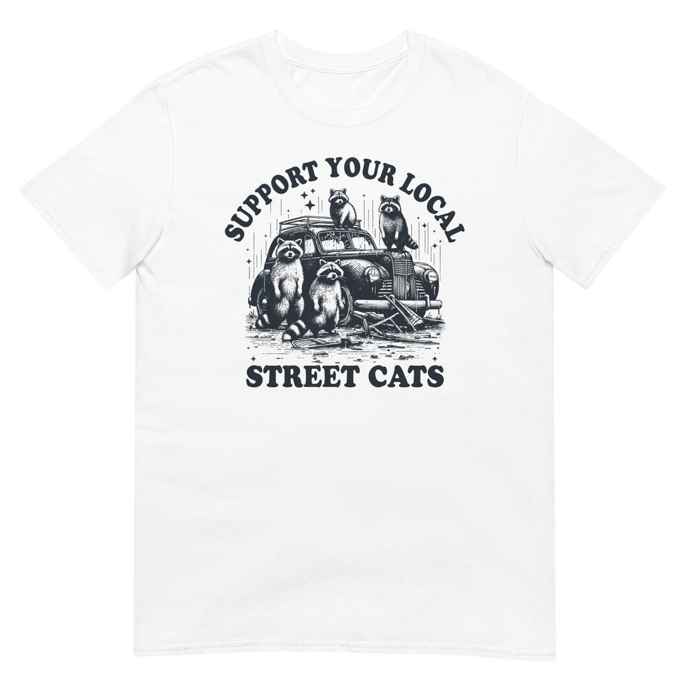Raccoons Support Your Local Street Cats Unisex Cotton T-Shirt Vintage Car Tee Unisex T-Shirt XL