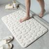 Pebble Print Non-Slip Coral Fleece Bathroom Rug and Toilet Mat Set