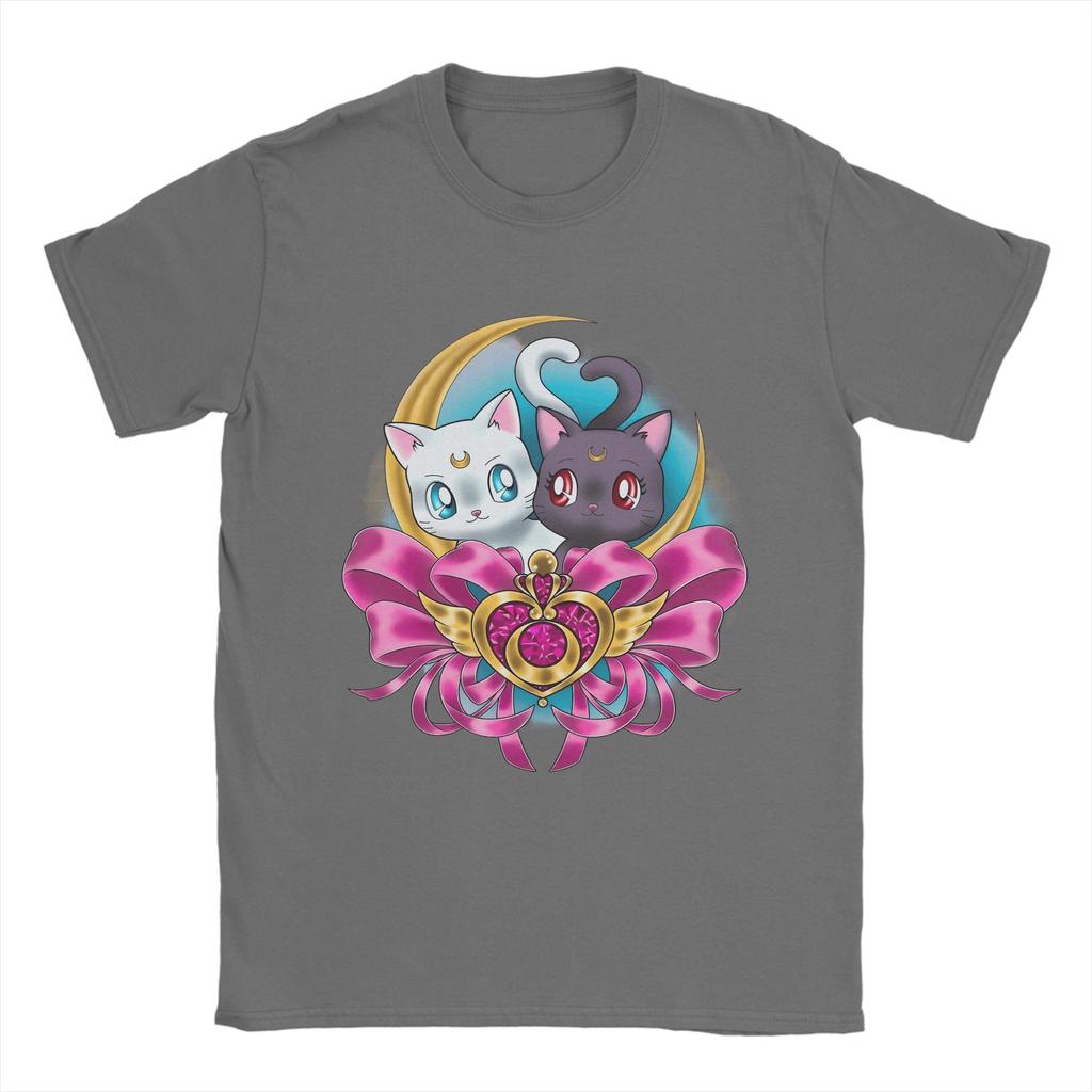 2026 Summer Unisexs Sailor Moon Cats T Shirts 100 Cotton Tops Casual Breathable Short Sleeve O Neck Tee Shirt Graphic TShirts