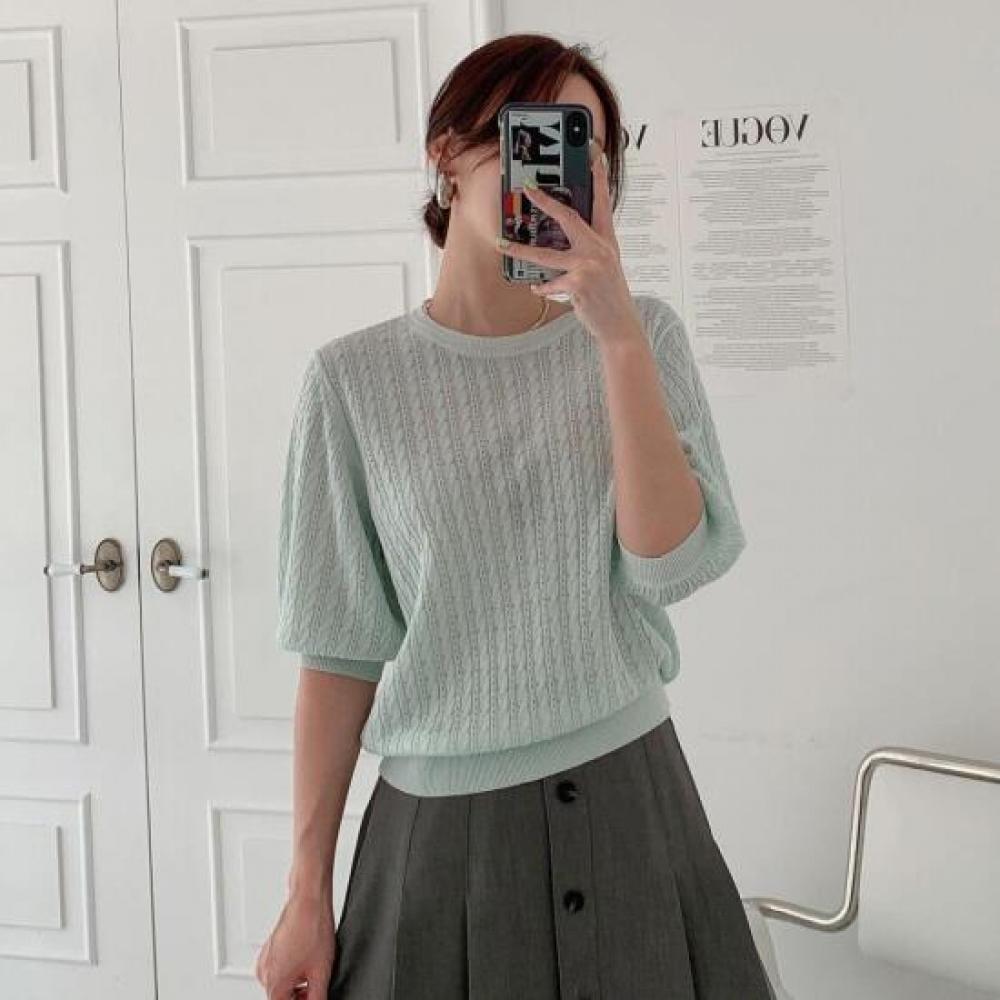 Open Run Nehrhi Joy Cable Round KniT T shirT