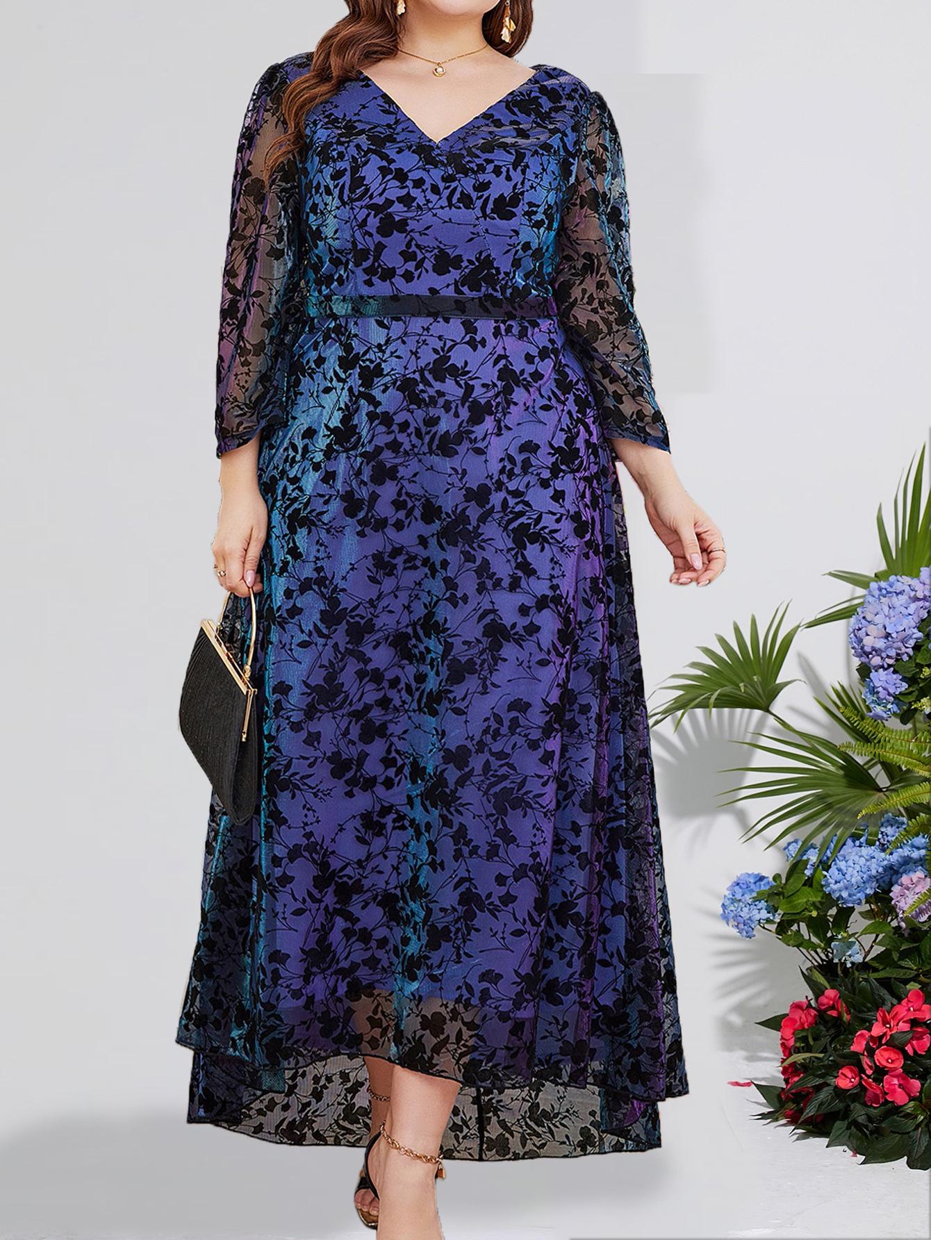 

Элегантное осеннее вечернее и выпускное платье большого размера для вечеринок и подружек невесты 4XL королевский синий