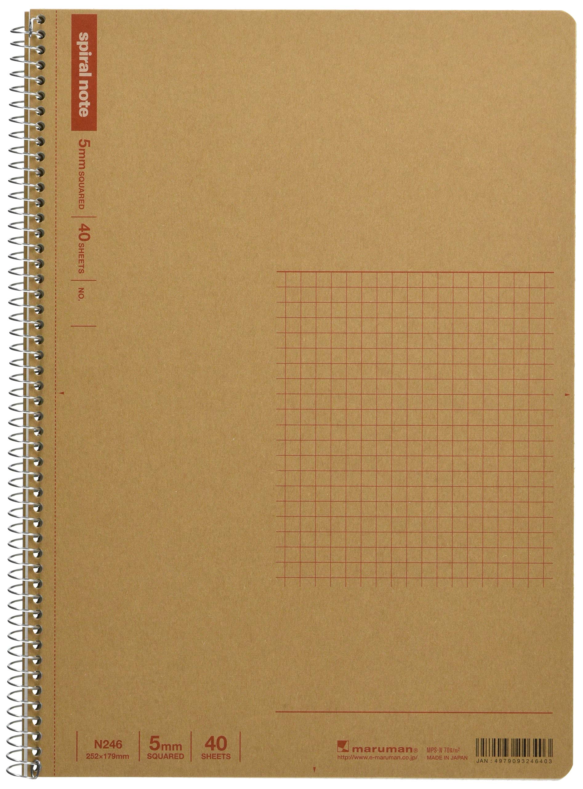 

Maruman Спиральный 5 мм 40 Листов Набор для Записной Книжки N246, Клетка, Базовый, B5, Листы, 3,